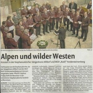 Kirchenkonzert beim Lichtermarkt Pressebericht Remszeitung vom 20.11.2015